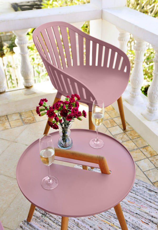 stolik kawowy Gimani okrągły; 50x53 cm (ØxW); różowy; okrągły