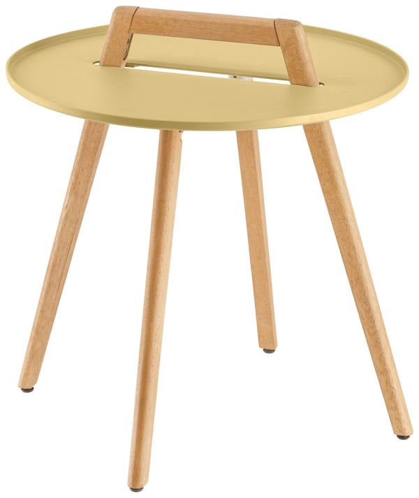 stolik kawowy Gimani okrągły; 50x53 cm (ØxW); musztarda; okrągły