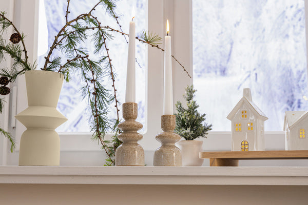 świecznik Attila; 6.6x14.3 cm (ØxW); beżowy/brązowy