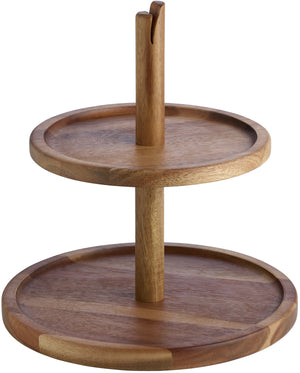 etażerka Kara 2-poziomowa; 25.4x27.1 cm (ØxW); akacja brąz