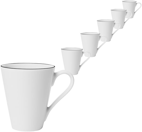 kubek Bellino; 280ml, 8.7x10 cm (ØxW); biały/czarny; okrągły; 6 sztuka / opakowanie