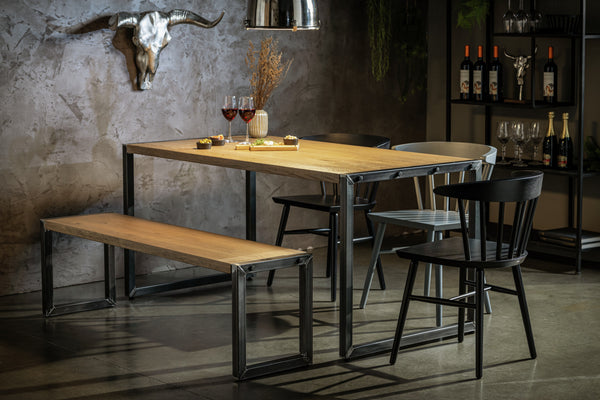 stół Torres prostokątny; 160x80x75 cm (DxSxW); Platte dąb antyczny/szary, stelaż szary; prostokątny