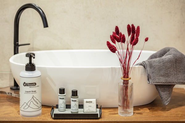 Pumpspender V-Touch Mountain Spa für Duschgel & Shampoo; 400ml; transparentny; 15 sztuka / opakowanie