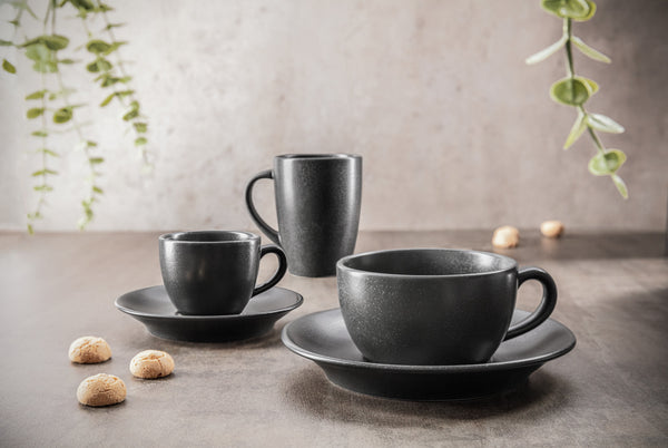 spodek do filiżanki do espresso Masca; 12x2.5 cm (ØxW); czarny; okrągły; 6 sztuka / opakowanie
