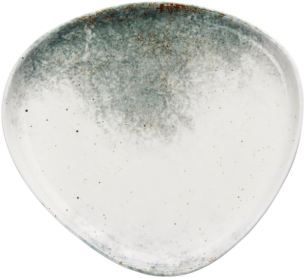 talerz płaski Purior; 31x29x3.7 cm (DxSxW); biały/niebieski petrol; prostokątny; 3 sztuka / opakowanie