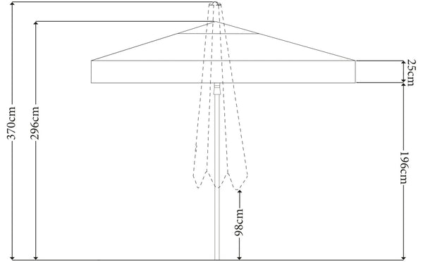 parasol profesjonalny duży Esparto stelaż o wyglądzie drewna; 350x350x370 cm (DxSxW); ecru; kwadrat