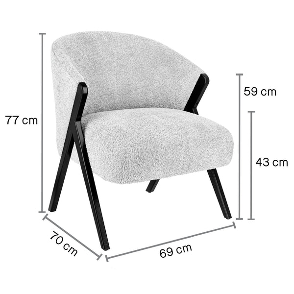Sessel Caso Boucle; 69x70x77 cm (SxGxW); siedzisko beżowy, stelaż czarny