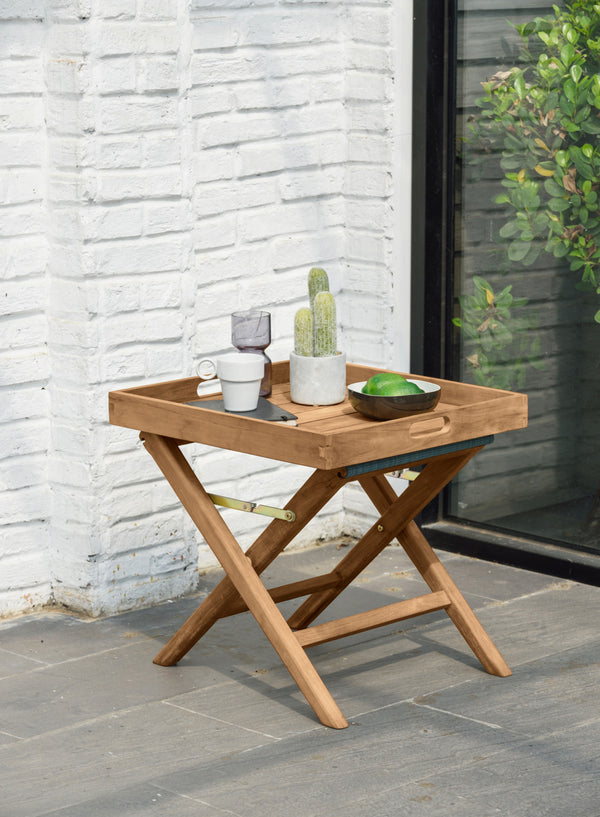 stolik z tacą Sorento; 55x52x52 cm (DxSxW); Platte naturalny, stelaż naturalny; prostokątny