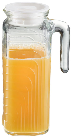 dzbanek szklany Gelo z białyą pokrywą ; 1200ml, 8x22.5 cm (ØxW); transparentny; okrągły; 6 sztuka / opakowanie