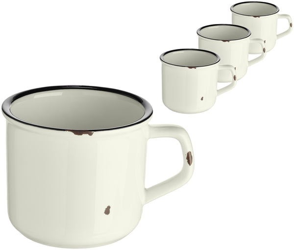 filiżanka do kawy Liron; 250ml, 9x7 cm (ØxW); biel kremowa/czarny; 4 sztuka / opakowanie