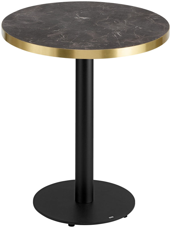 stolik kawowy Marvani stelaż ze stali ; 46.5x50 cm (WxØ); Platte złoto/czarny/marmurkowy, stelaż czarny; okrągły