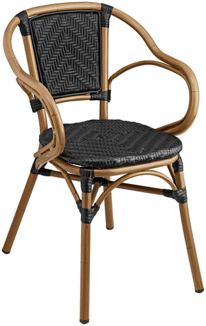 krzesło Tolia z podłokietnikami; 58x58x81.5 cm (SxGxW); siedzisko czarny, stelaż jasny brązowy; 2 sztuka / opakowanie