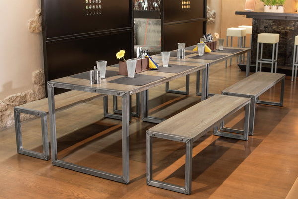 stół Torres prostokątny; 160x80x75 cm (DxSxW); Platte dąb antyczny/szary, stelaż szary; prostokątny