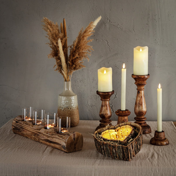 Stumpenkerzenhalter Maris; 12x30 cm (ØxW); brązowy