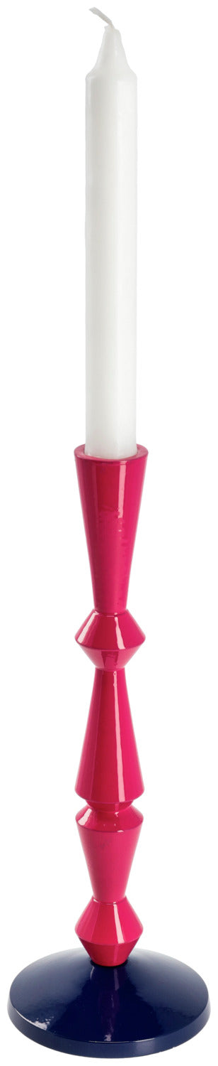 świecznik Andris; 9.5x25 cm (ØxW); różowy/ciemny niebieski