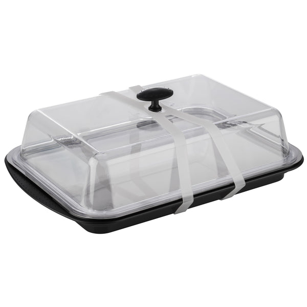 APS taca termiczna 43 x 29 cm, W: 14 cm; 43x29x14 cm (DxSxW); transparentny/srebro/czarny; prostokątny