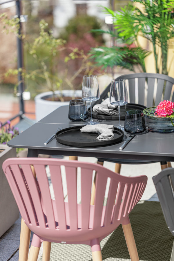 stół Gimani kwadratowy; 80x80x72 cm (DxSxW); Platte antracyt, stelaż brązowy; kwadrat