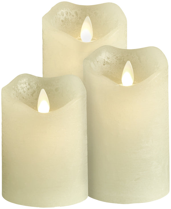 zestaw świec LED Gardi 3-cz.; 7.6x15 cm (ØxW); biel kremowa; okrągły
