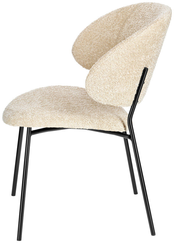 krzesło Lindo Boucle; 55x65x85 cm (SxGxW); siedzisko beżowy, stelaż czarny