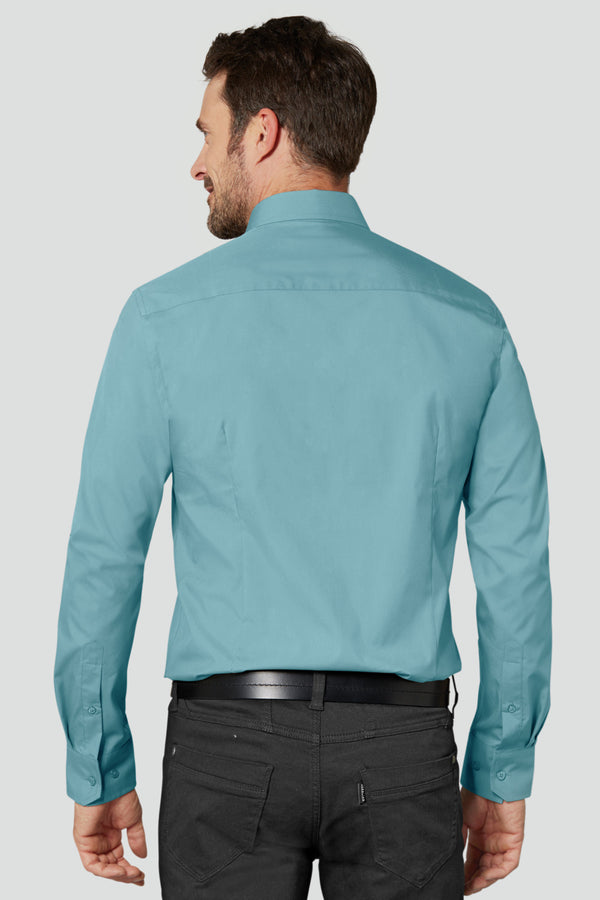 koszula męska Kim długi rękaw; Kleidergröße 41/42; lazurowy błękit