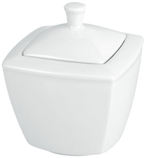 cukiernica Melbourne z pokrywką; 300ml, 9.5x9.5x11.5 cm (DxSxW); biały; kwadrat; 6 sztuka / opakowanie