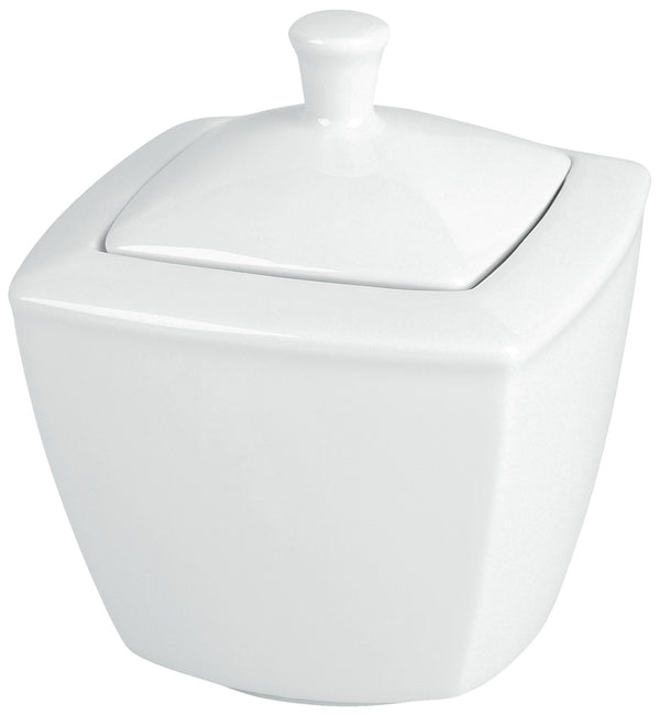 cukiernica Melbourne z pokrywką; 300ml, 9.5x9.5x11.5 cm (DxSxW); biały; kwadrat; 6 sztuka / opakowanie