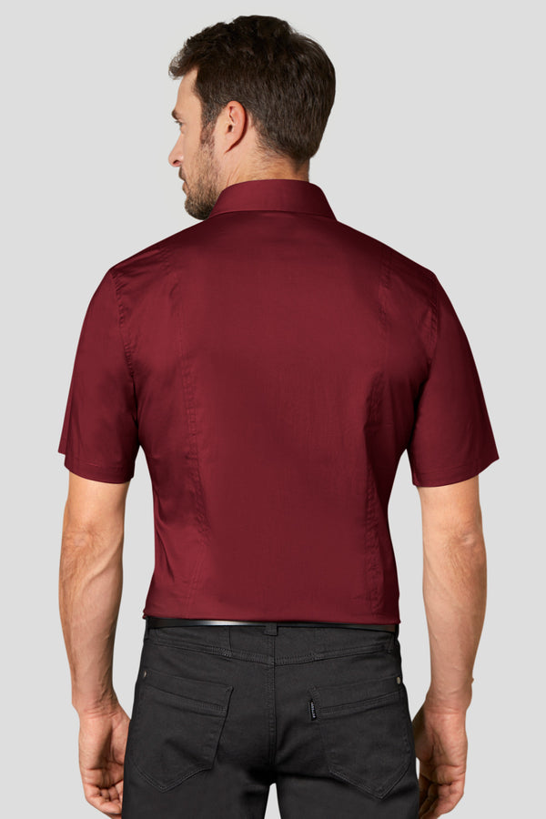 koszula męska Bruce krótki rękaw; Kleidergröße 45/46; bordo