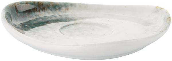 spodek do filiżanki do espresso Purior; 12.5x11x2.1 cm (DxSxW); biały/niebieski petrol; owalny; 6 sztuka / opakowanie