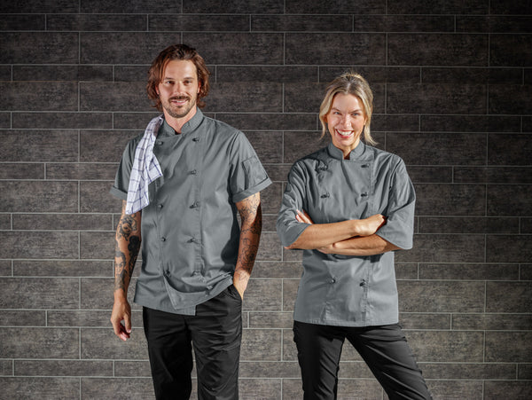 bluza kucharska męska Milan krótki rękaw; Kleidergröße 60; szary