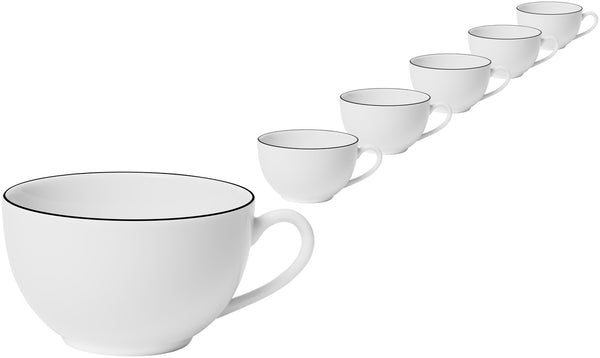 filiżanka do kawy Bellino; 220ml, 9x5.5 cm (ØxW); biały/czarny; okrągły; 6 sztuka / opakowanie