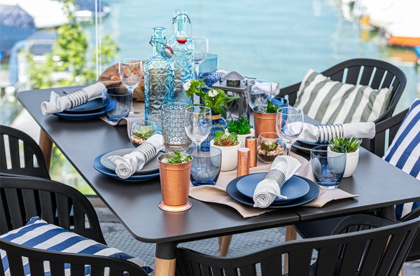 stół Gimani prostokątny; 130x80x72 cm (DxSxW); Platte antracyt, stelaż brązowy; prostokątny