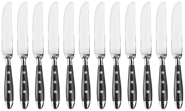 nóż stołowy Gutshof; 21.4 cm (D); srebro, Griff czarny; 12 sztuka / opakowanie