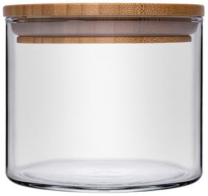 szklany słój Bamboo; 700ml, 10.9x9.3 cm (ØxW); naturalny/transparentny
