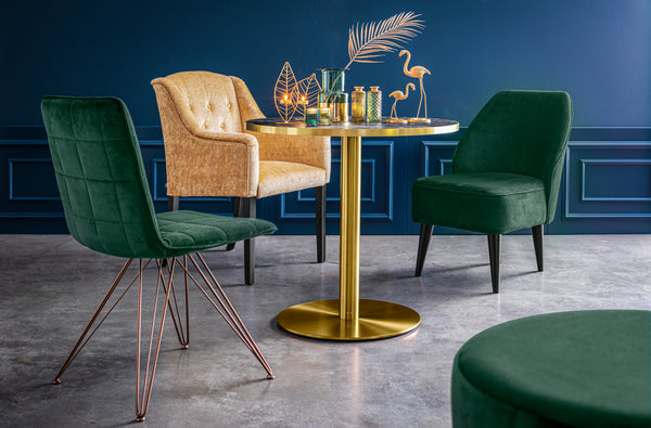 stół Marvani stelaż ze stali nierdzewnej ; 75x80 cm (WxØ); Platte złoto/czarny/marmurkowy, stelaż złoto; okrągły