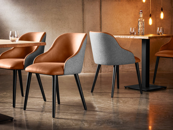 krzesło Almonda Mix; 54x64x77.5 cm (SxGxW); siedzisko koniak, stelaż czarny