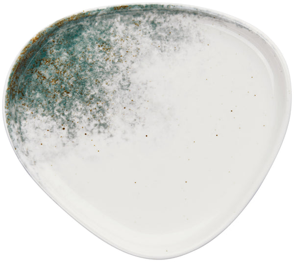 talerz płaski Purior; 18.5x17x2.5 cm (DxSxW); biały/niebieski petrol; prostokątny; 6 sztuka / opakowanie