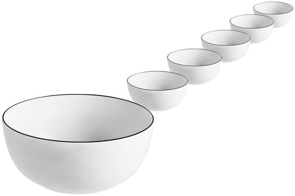 miska Bellino; 470ml, 13x5.7 cm (ØxW); biały/czarny; okrągły; 6 sztuka / opakowanie