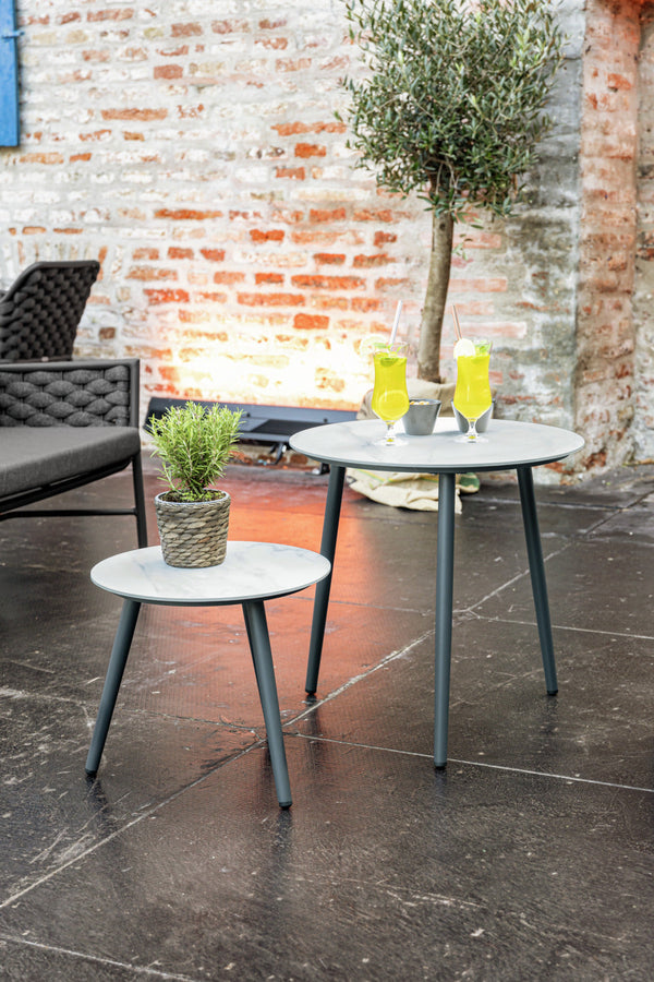 Stolik boczny Sando mały; 45x40.5 cm (ØxW); biały/antracyt; okrągły