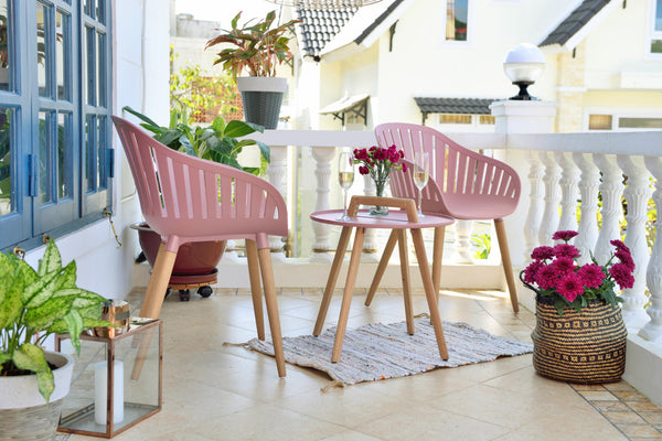 stolik kawowy Gimani okrągły; 50x53 cm (ØxW); różowy; okrągły