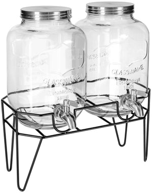 dyspenser do napojów Duo Modesto ze stojakiem; 8000ml, 17x38.4x34 cm (SxWxG); czarny/transparentny