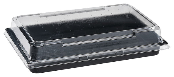 pudełko na sushi z PET; 21.8x14.3x4.3 cm (DxSxW); czarny; prostokątny; 200 sztuka / opakowanie