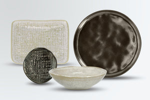 talerz Novulus ze strukturą; 27x16.5x1.8 cm (DxSxW); beżowy; prostokątny; 4 sztuka / opakowanie