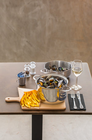 garnek do małży z pokrywą; 3500ml, 22x19.8 cm (ØxW); srebro