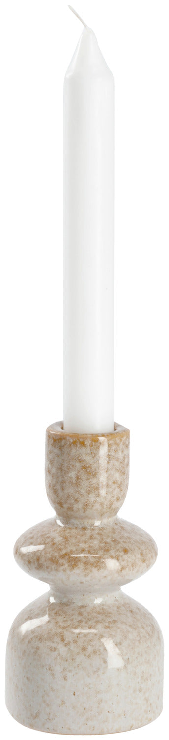 świecznik Attila; 6.6x12.3 cm (ØxW); beżowy/brązowy