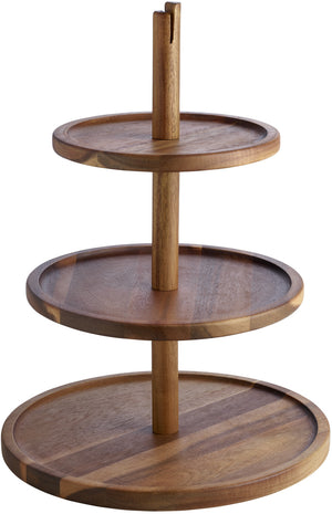 etażerka Kara 3-poziomowa; 30.5x41 cm (ØxW); akacja brąz