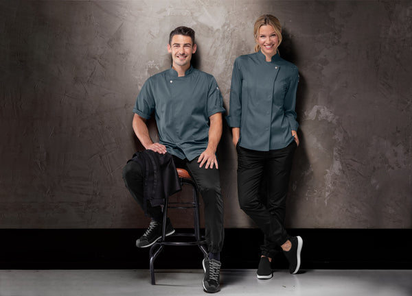 bluza kucharska damska Carter długi rękaw; Kleidergröße 48; szaro-błękitny