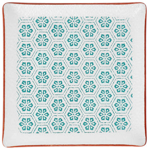 Glasplatte Isalie; 20x20 cm (DxS); biały/turkusowy; kwadrat; 6 sztuka / opakowanie
