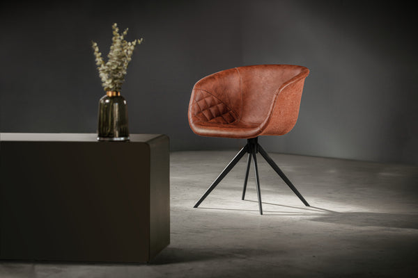 krzesło Yankee; 61x60x80 cm (SxGxW); siedzisko koniak, stelaż czarny