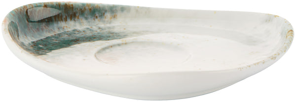 spodek do kubka / filiżanki do kawy Purior; 15.5x14x2.3 cm (DxSxW); biały/niebieski petrol; owalny; 6 sztuka / opakowanie