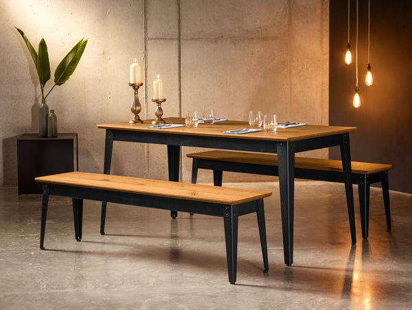 stół Acerios; 160x80x76 cm (DxSxW); Platte dąb antyczny, stelaż czarny; prostokątny